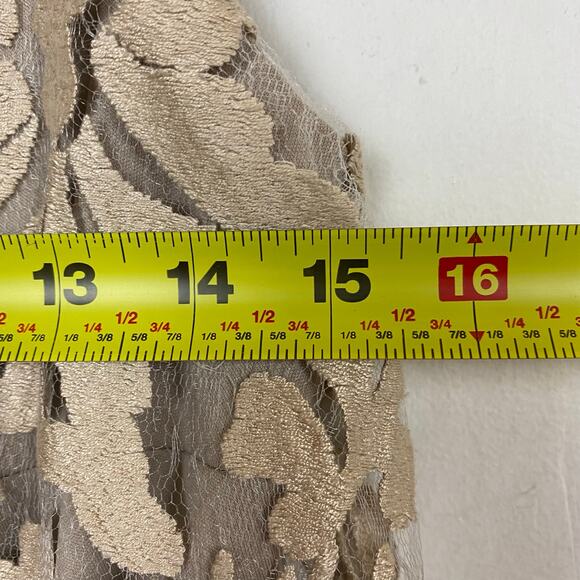 Tadashi Shoji Women's Lace Overlay Blouson Cocktail Dress Taupe Sand Size 4 - Picture 9 of 12